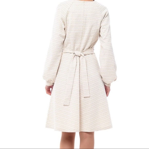 Iren Klairie | Ivory + Gold Appliqué Leaf Dress - Picture 2 of 10